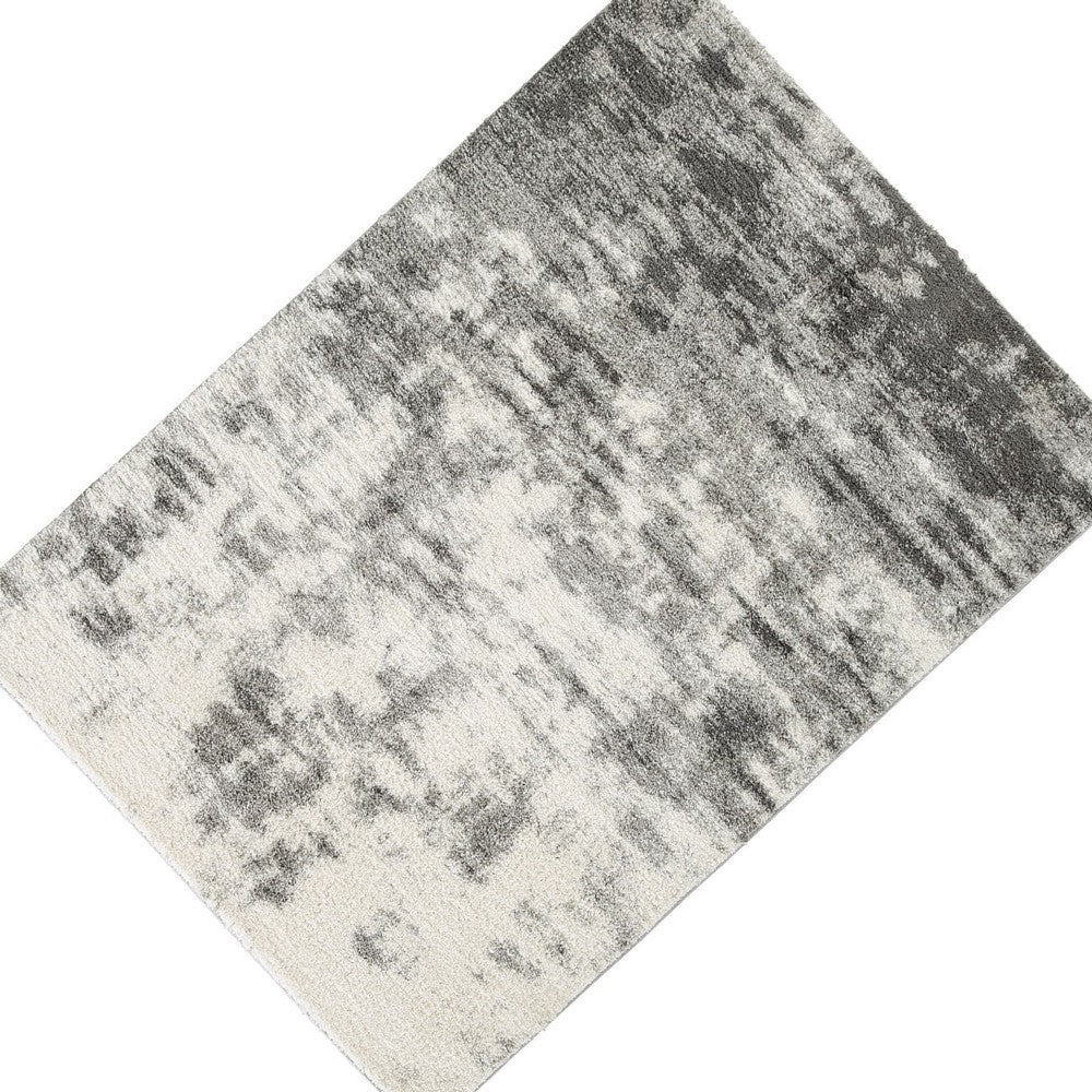 Pax 8 x 10 Modern Area Rug, Smoky Paint Design, Fabric, Large, Cream