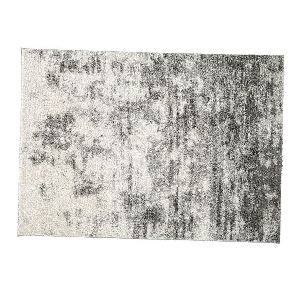 Pax 5 x 7 Modern Area Rug, Smoky Paint Design, Fabric, Medium, Cream