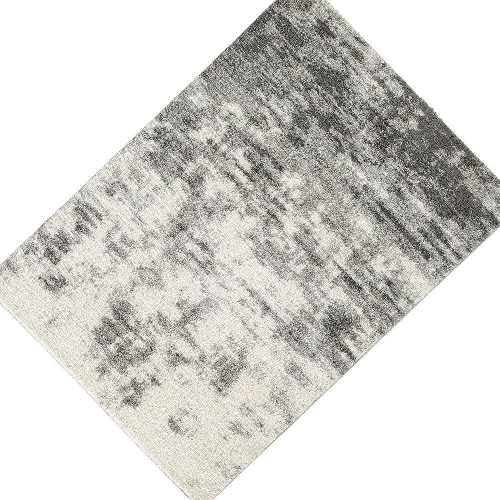 Pax 5 x 7 Modern Area Rug, Smoky Paint Design, Fabric, Medium, Cream