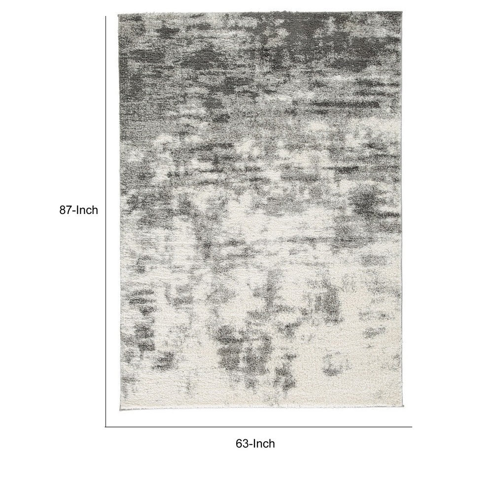Pax 5 x 7 Modern Area Rug, Smoky Paint Design, Fabric, Medium, Cream