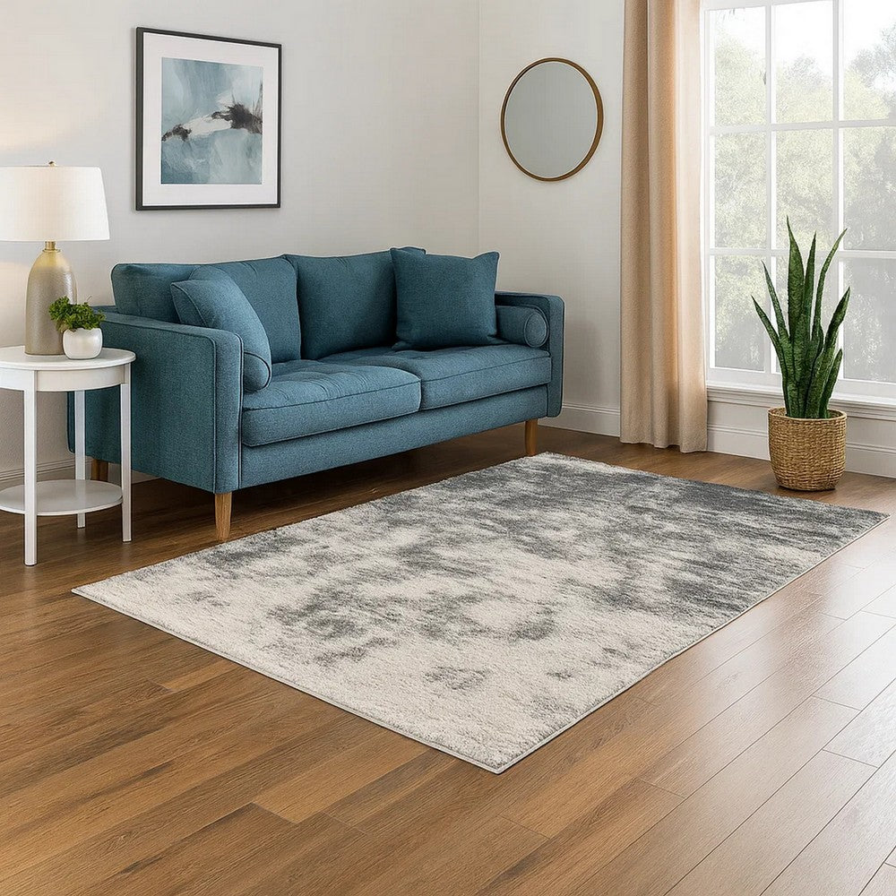 Pax 5 x 7 Modern Area Rug, Smoky Paint Design, Fabric, Medium, Cream