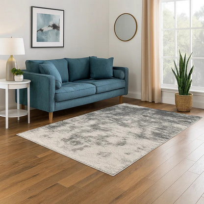 Pax 5 x 7 Modern Area Rug, Smoky Paint Design, Fabric, Medium, Cream
