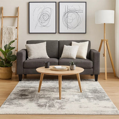 Pax 5 x 7 Modern Area Rug, Smoky Paint Design, Fabric, Medium, Cream