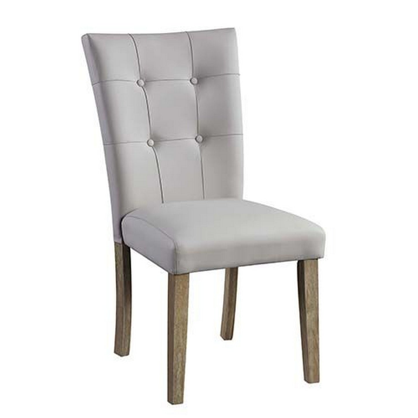 26 Inch Vegan Leather Side Chair, Parson, Tufted, Set of 2, Dove Gray — Chic Home-Decor