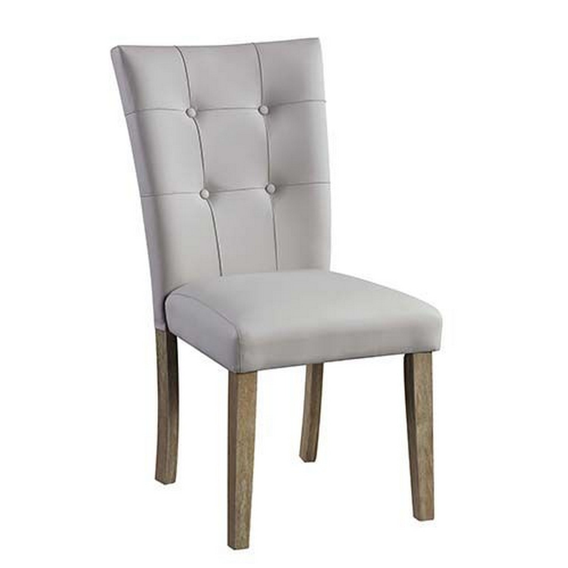 26 Inch Vegan Leather Side Chair, Parson, Tufted, Set of 2, Dove Gray — Chic Home-Decor
