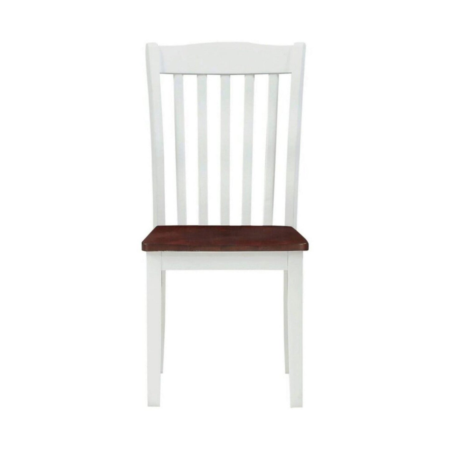 22 Inch Solid Wood Side Chair, Classic, Slatted, Set of 2, White, Brown — Chic Home-Decor