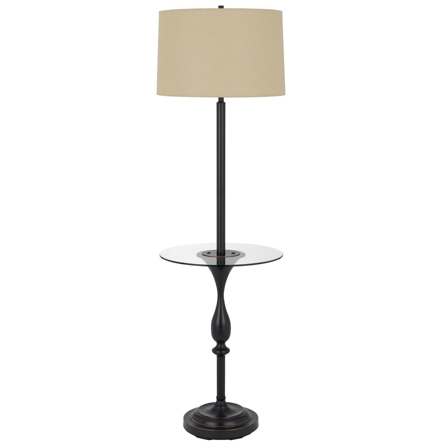 Ava 61 Inch Modern Floor Lamp, Glass Tray Table, 1 USB Port, Dark Bronze — Chic Home-Decor
