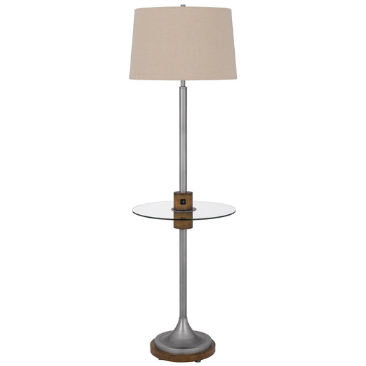61 Inch Modern Floor Lamp, Glass Tray Table, 1 USB Port, Antique Silver — Chic Home-Decor