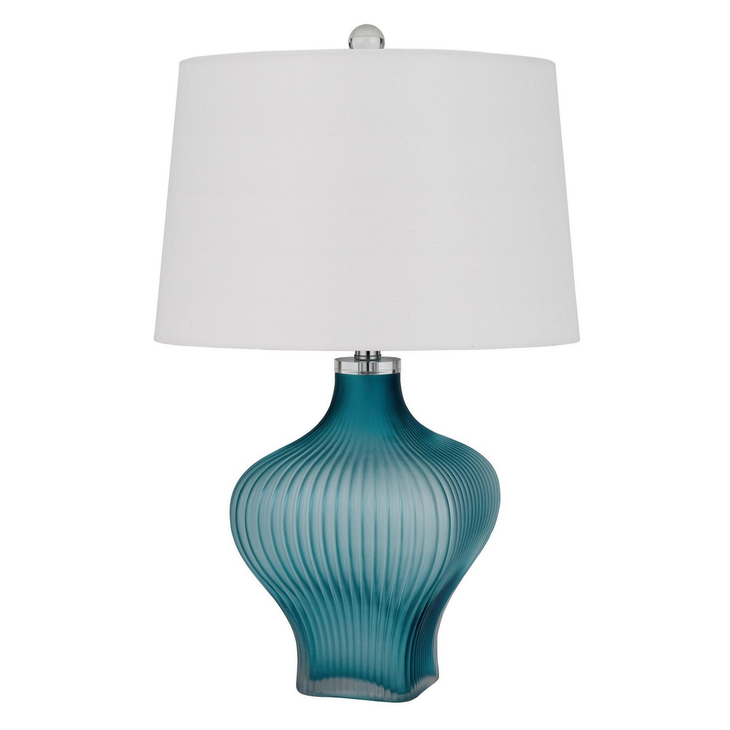 26 Inch Modern Accent Table Lamp, Unique Tapered Glass Base, Aqua Blue — Chic Home-Decor