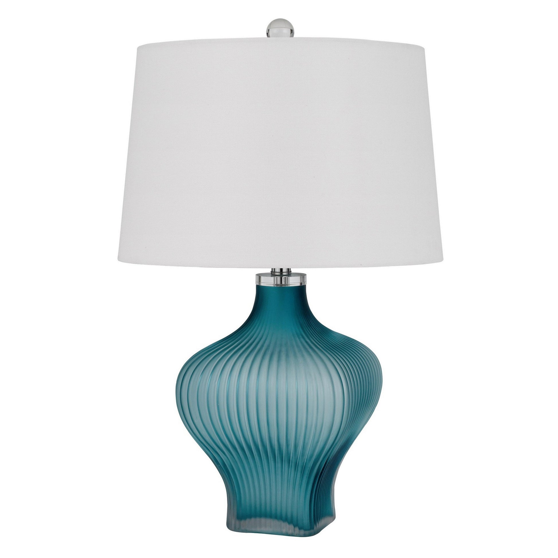 26 Inch Modern Accent Table Lamp, Unique Tapered Glass Base, Aqua Blue — Chic Home-Decor