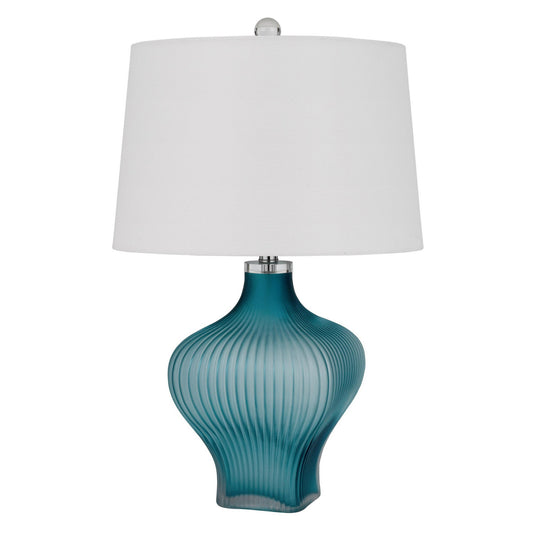 26 Inch Modern Accent Table Lamp, Unique Tapered Glass Base, Aqua Blue — Chic Home-Decor