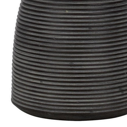 29 Inch Classic Table Lamp, Textured Lined Body, Ceramic, Charcoal Black