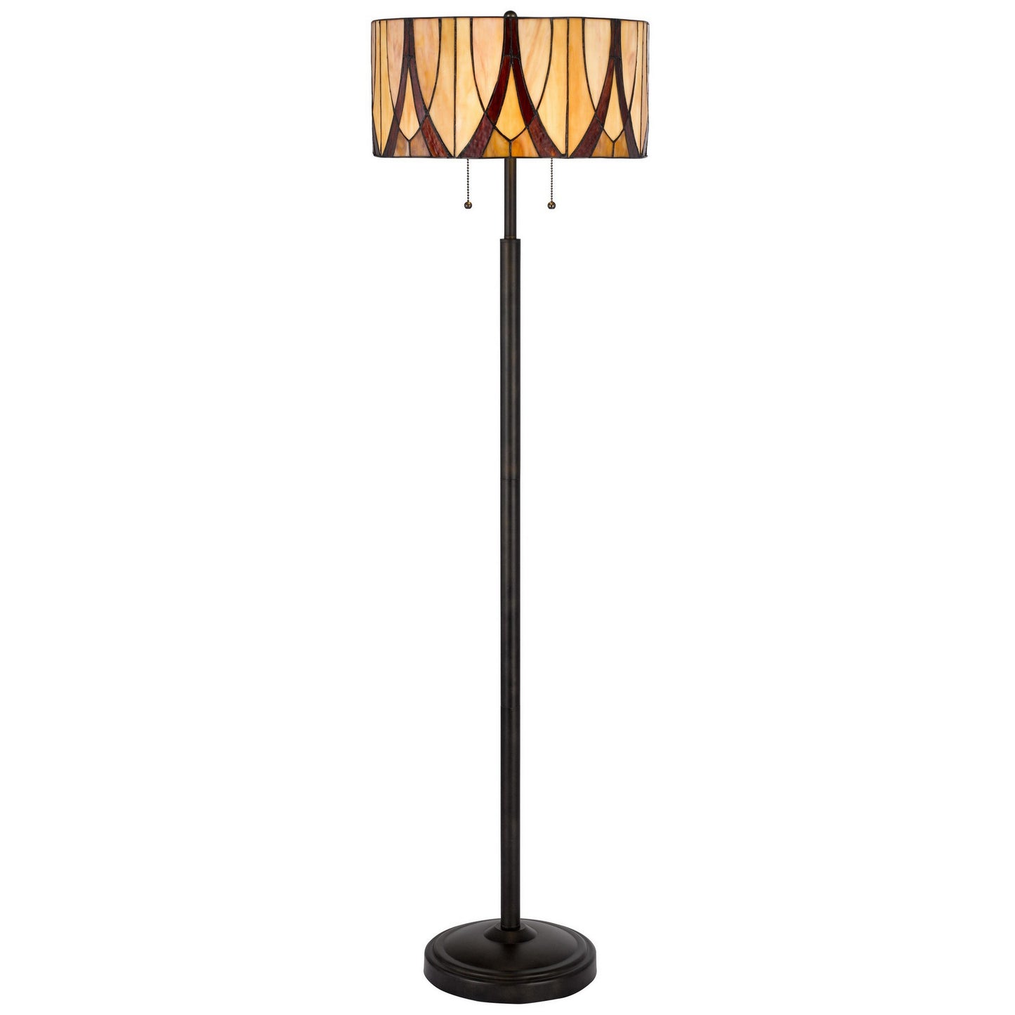 Eli 60 Inch Tiffany Style Floor Lamp, Glass Shade, Metal Base, Antique Bronze — Chic Home-Decor
