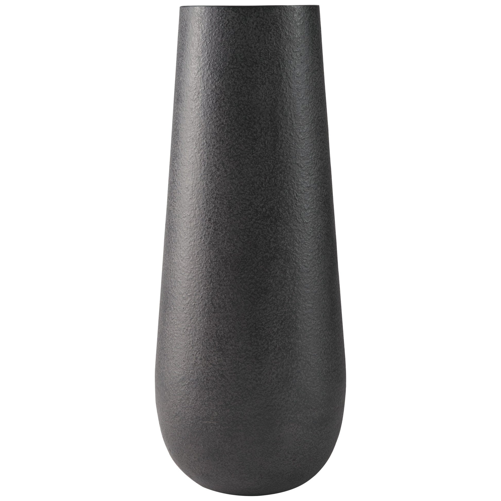 Fin 18 Inch Cylindrical Metal Vase, Subtly Textured Antique Blackened Brown — Chic Home-Decor