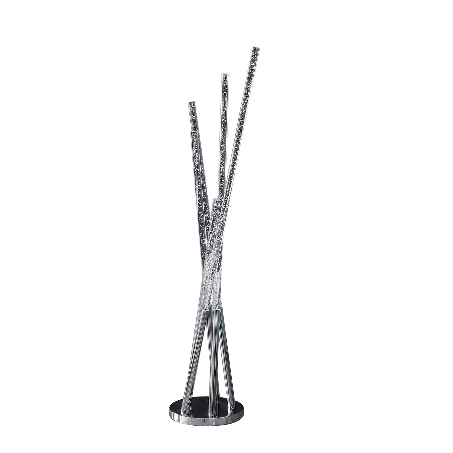 49 Inch Floor Lamp, Five Lighting Rods, Strong Metal Base, Silver, Chrome — Chic Home-Decor
