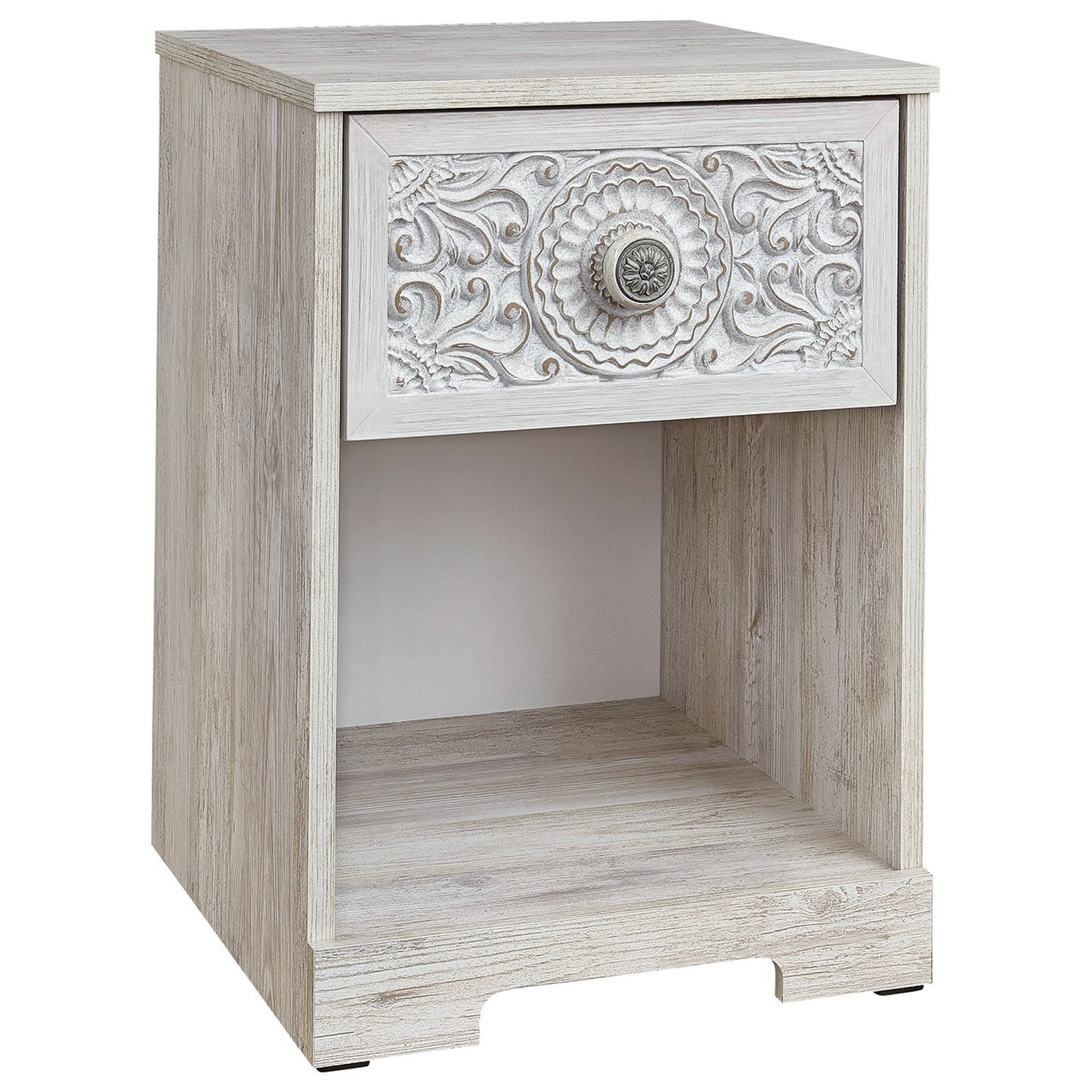 Nate 22 Inch Classic Nightstand, 1 Compartment, 1 Drawer, Antique White — Chic Home-Decor