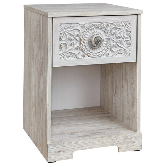 Nate 22 Inch Classic Nightstand, 1 Compartment, 1 Drawer, Antique White — Chic Home-Decor