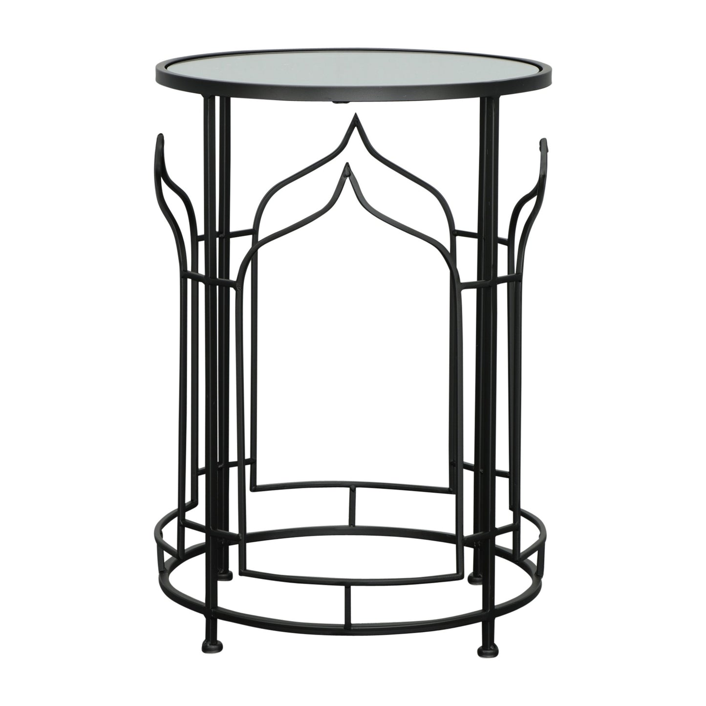 23 Inch Modern Side Table, Glass Top, Geometric Design, Set of 2, Black — Chic Home-Decor
