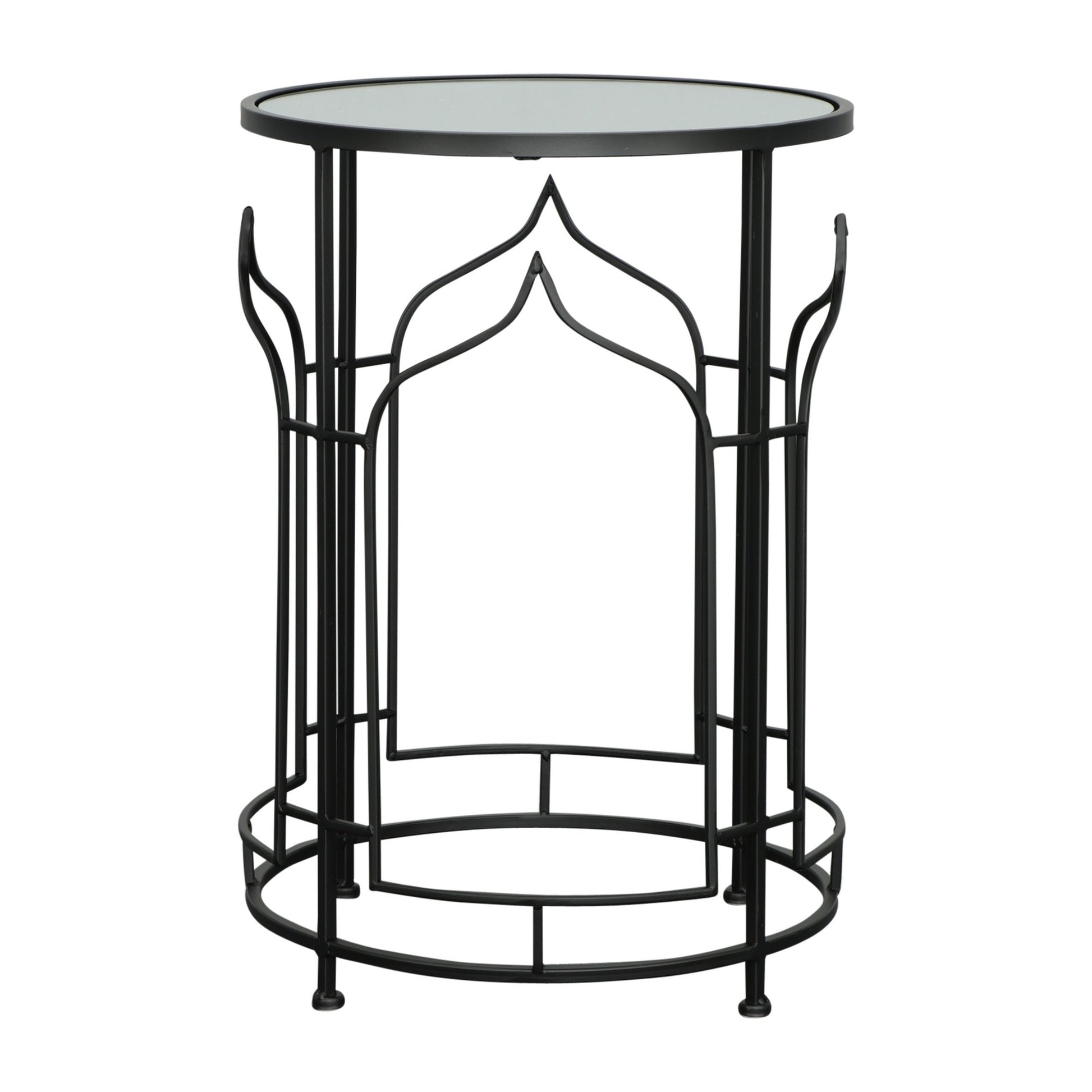 23 Inch Modern Side Table, Glass Top, Geometric Design, Set of 2, Black — Chic Home-Decor