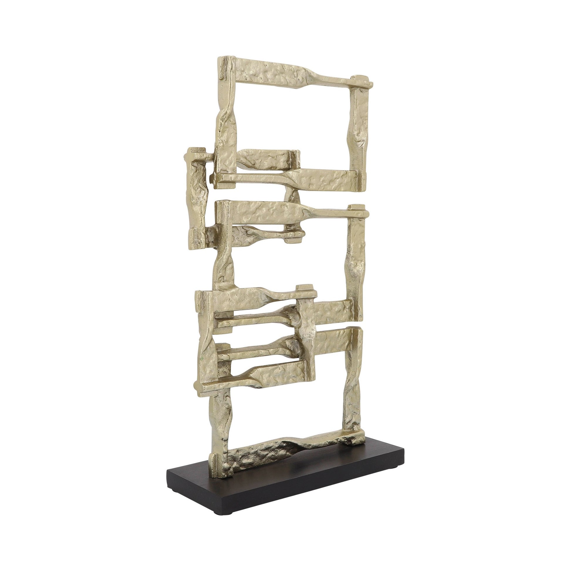 Jodie 23 Inch Metal Modern Accent Decor, Stacked Squares, Block Base, Gold — Chic Home-Decor