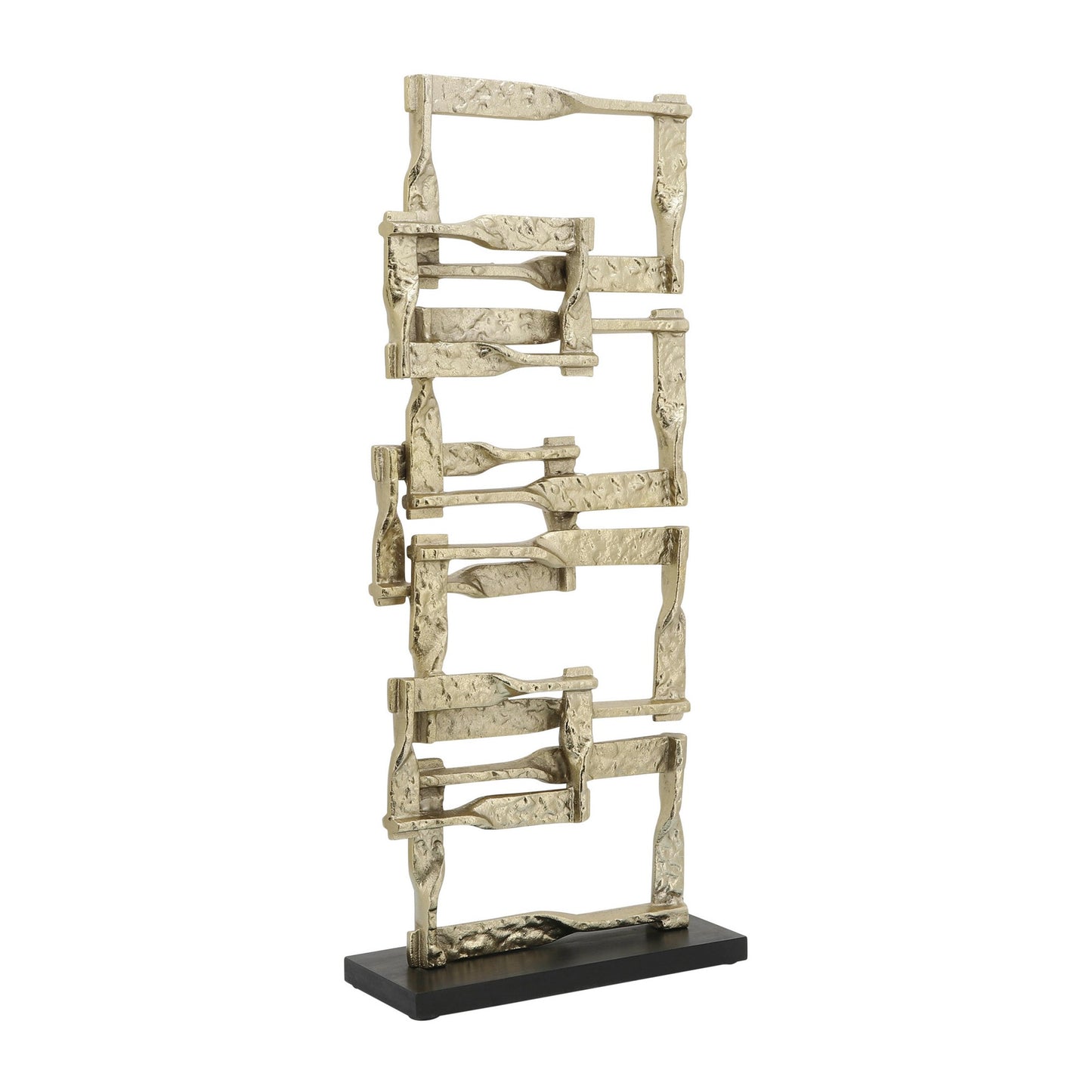 Jodie 27 Inch Metal Modern Accent Decor, Stacked Squares, Block Base, Gold — Chic Home-Decor
