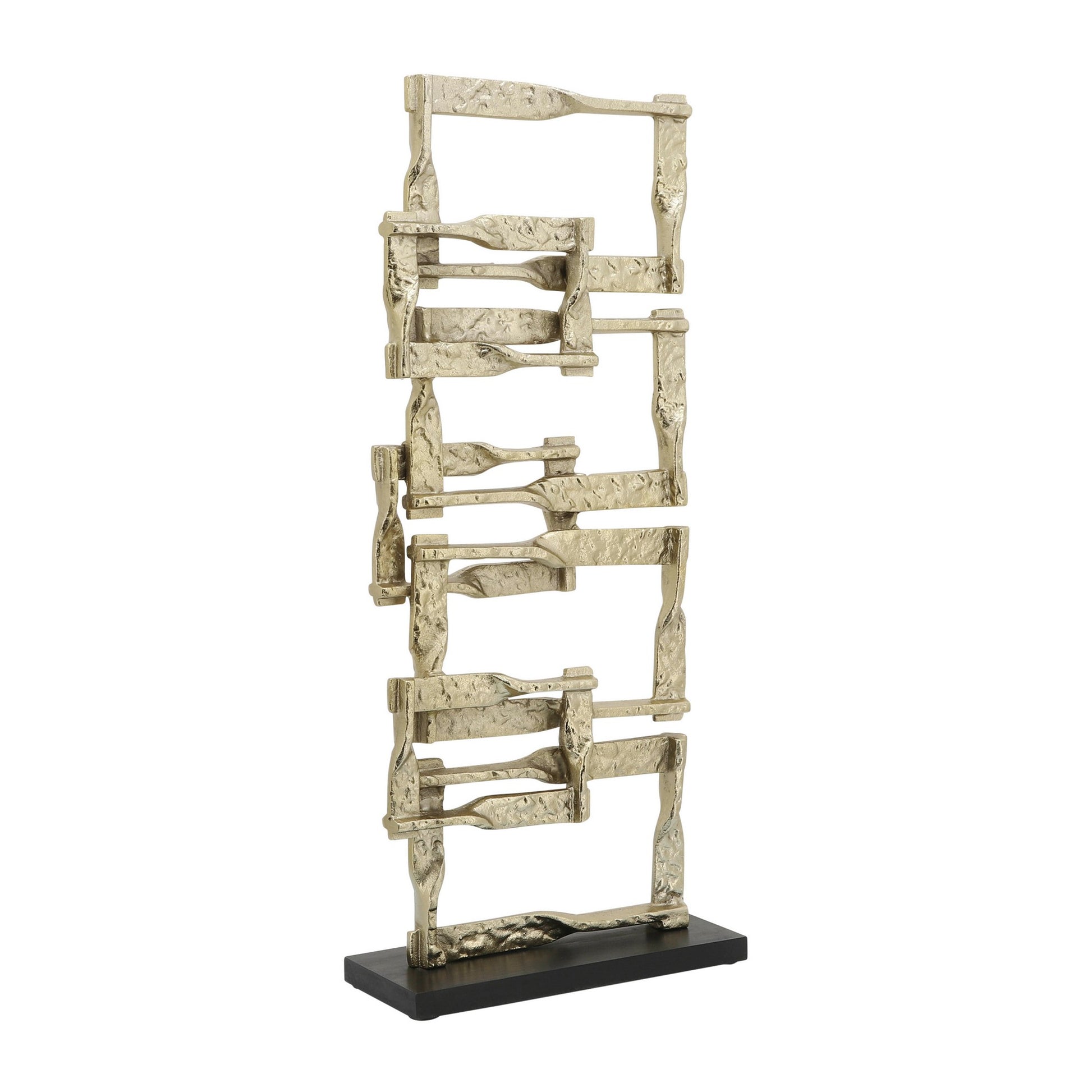 Jodie 27 Inch Metal Modern Accent Decor, Stacked Squares, Block Base, Gold — Chic Home-Decor