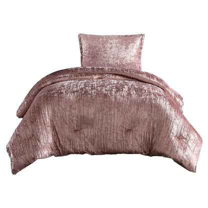Jay 7 Piece Comforter Set, Polyester Velvet, Deluxe Texture – Pink
