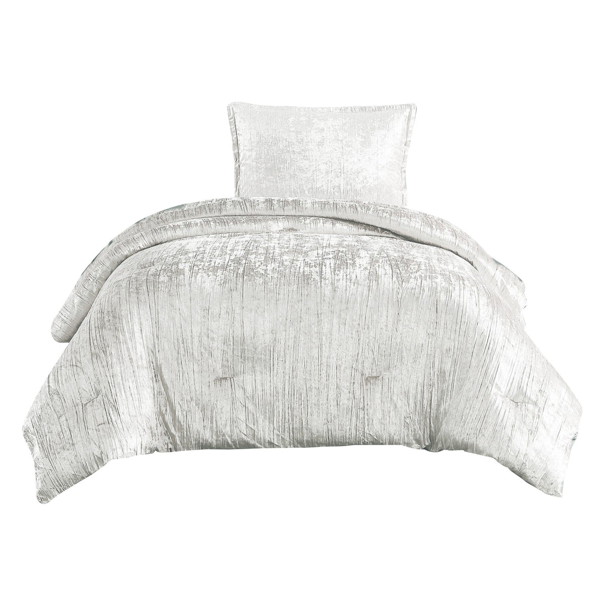 Jay 7 Piece Comforter Set, Polyester Velvet, Deluxe Texture – White