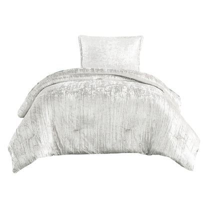 Jay 7 Piece Comforter Set, Polyester Velvet, Deluxe Texture – White