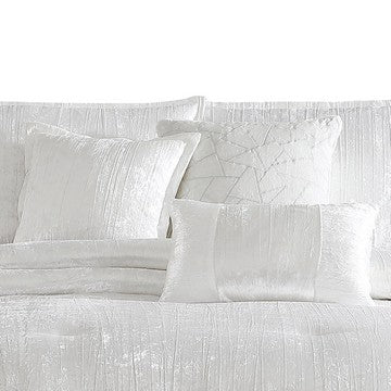 Jay 7 Piece Queen Comforter Set, White Polyester Velvet Deluxe Texture