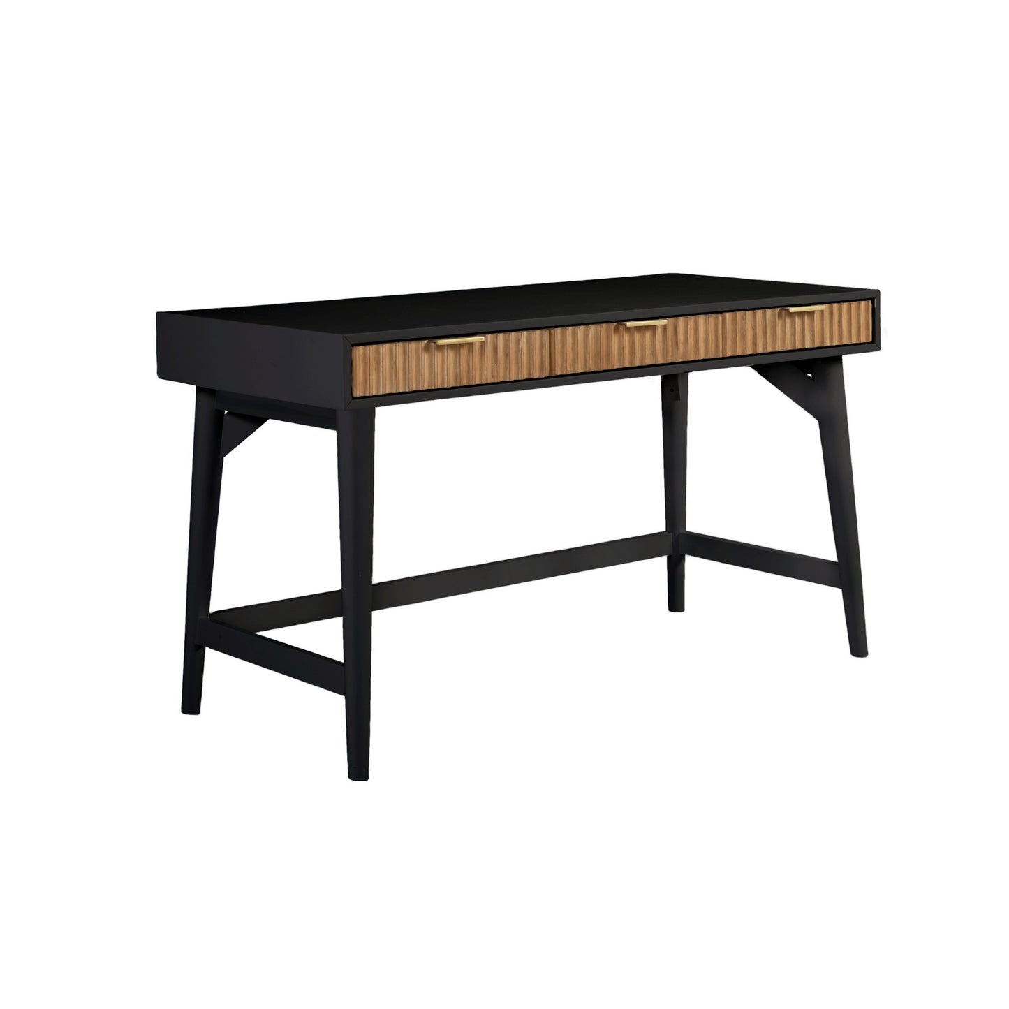 Eli 52 Inch 3 Drawer Home Office Desk, Mahogany Wood, Black, Brown — Chic Home-Decor