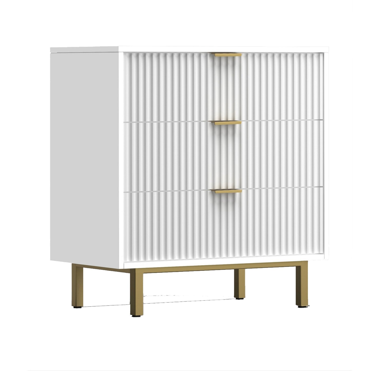 Beth 34 Inch 3 Drawer Small Dresser Chest, Mahogany Wood, White, Gold — Chic Home-Decor