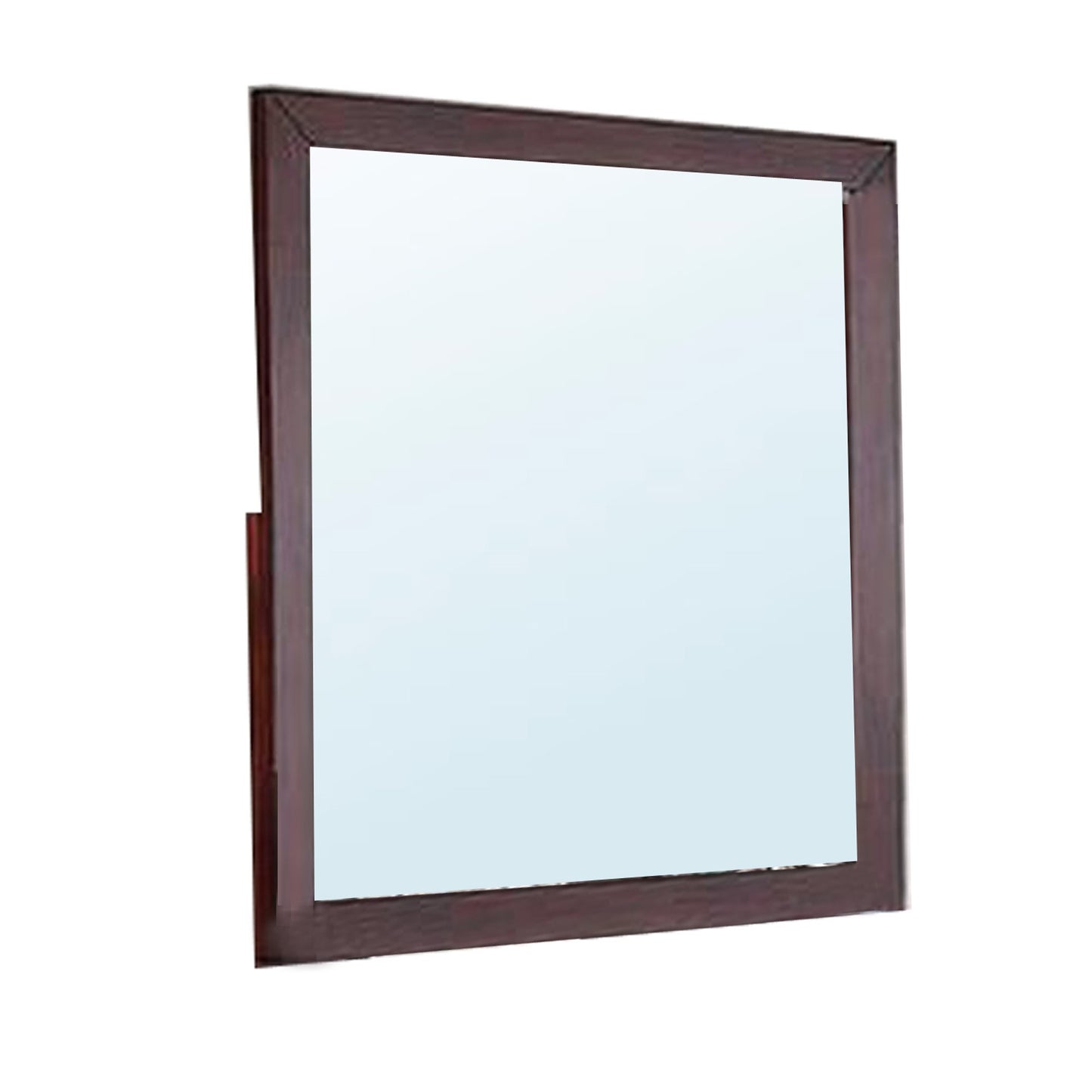 Bran 36 x 36 Square Dresser Mirror, Pine Wood, Grain Details, Cherry Brown — Chic Home-Decor