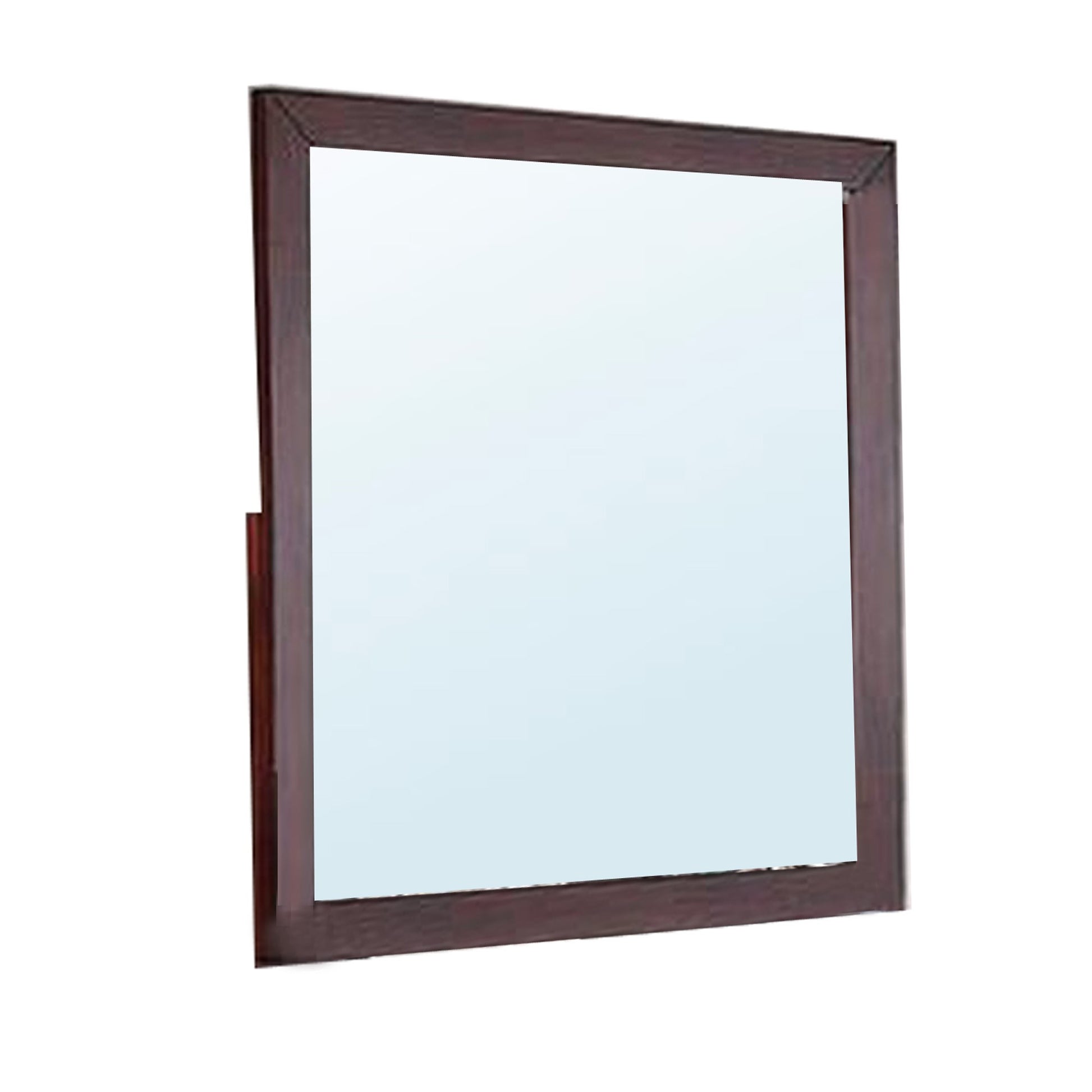 Bran 36 x 36 Square Dresser Mirror, Pine Wood, Grain Details, Cherry Brown — Chic Home-Decor