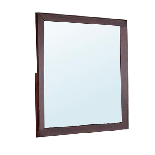 Bran 36 x 36 Square Dresser Mirror, Pine Wood, Grain Details, Cherry Brown — Chic Home-Decor