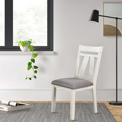 Lexi 24 Inch Classic Dining Side Chair, Padded Seat, Set of 2, Gray, White