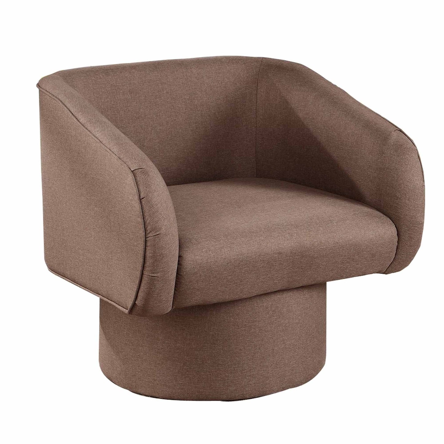 Tim 30 Inch Fabric Upholstered Accent Chair, 360 Swivel Seat, Brown — Chic Home-Decor