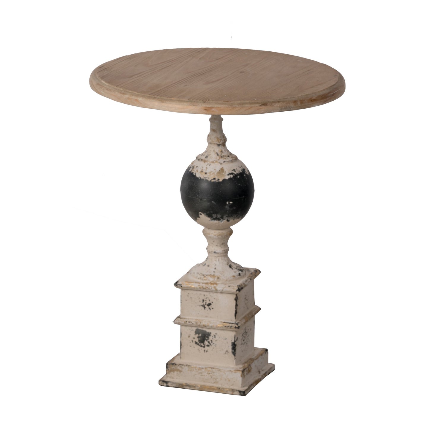 23 Inch Side Table, Round Wood Tabletop, Classic Pedestal, Vintage, Ivory — Chic Home-Decor