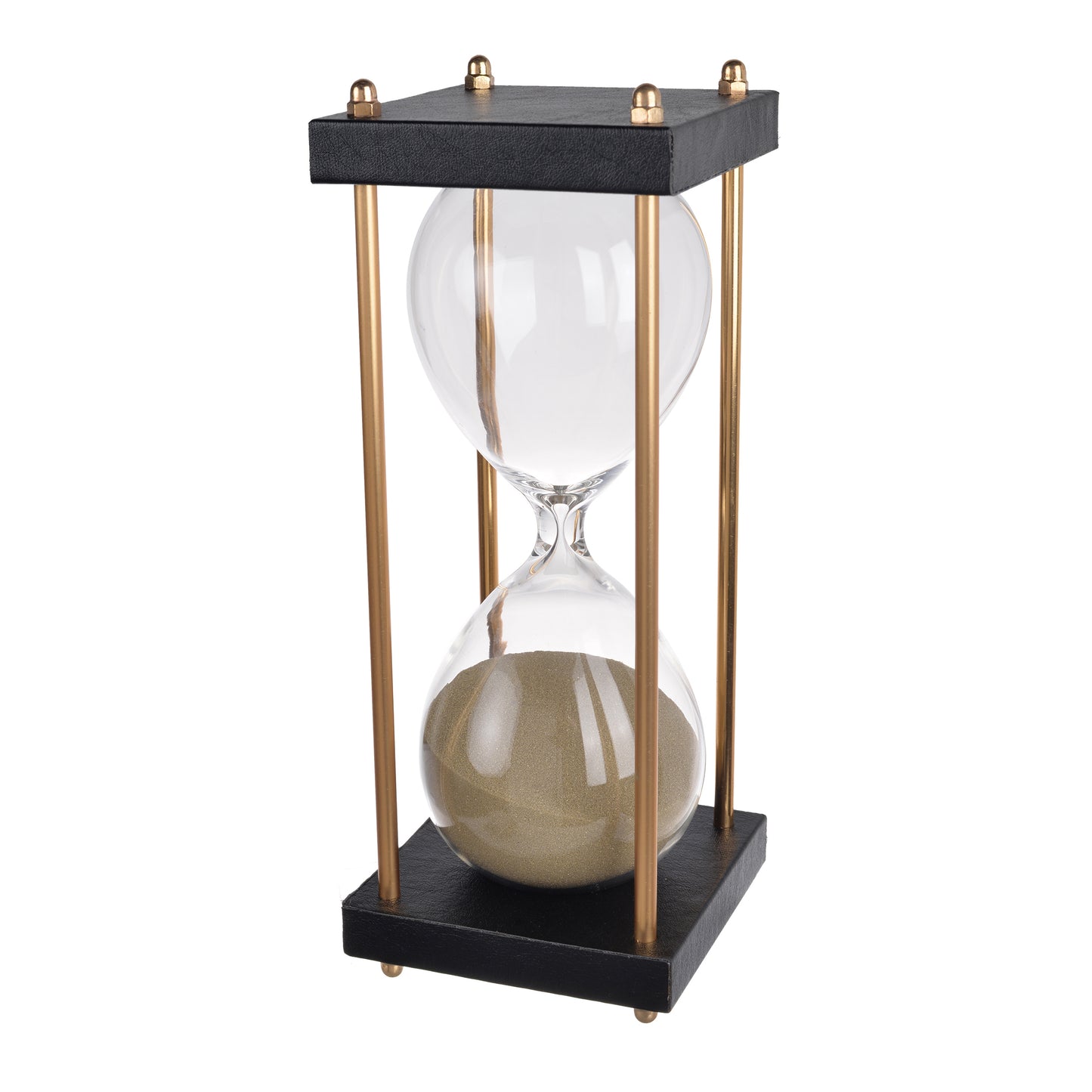 Doug Inch 60 Minute Sand Hourglass with Modern Frame Included, Black, Brown — Chic Home-Decor
