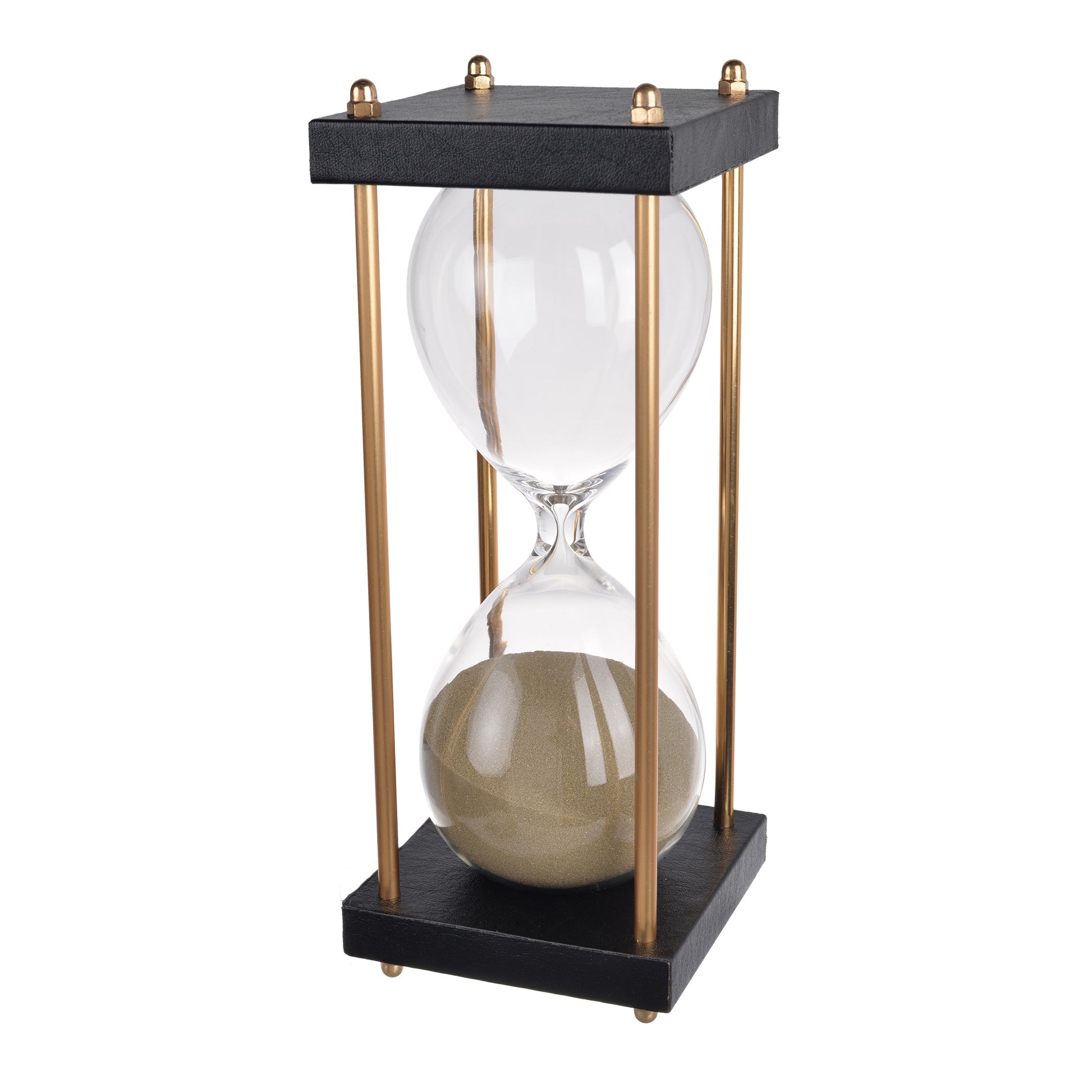 Doug Inch 60 Minute Sand Hourglass with Modern Frame Included, Black, Brown — Chic Home-Decor