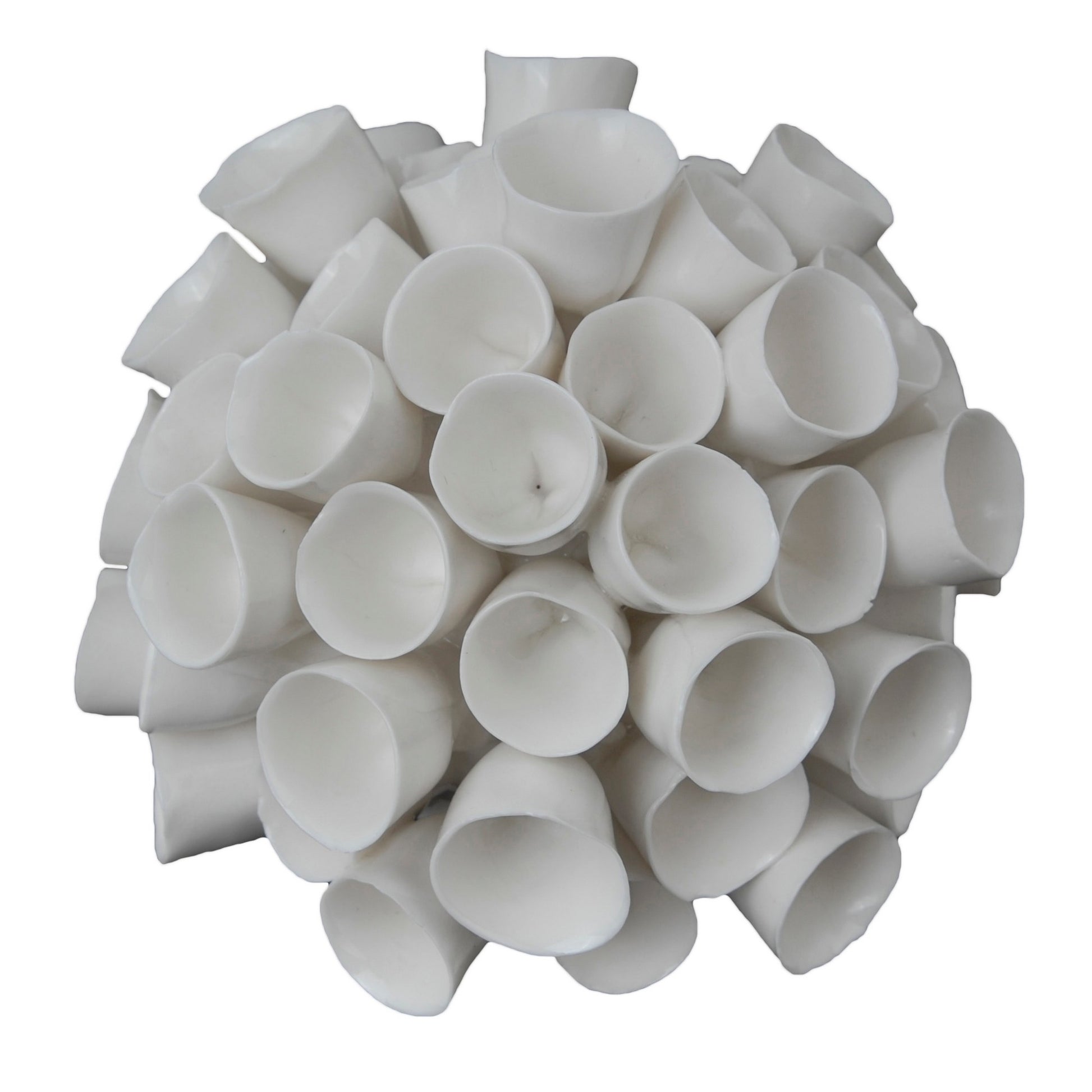 Lily 6 Inch Faux Coral Tabletop Sculpture, Round Ceramic Accent, White — Chic Home-Decor