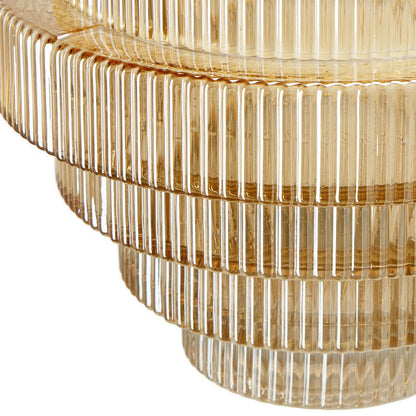 Rae 10 Inch Glass Vase, Geometric Round, Amber Yellow and Clear Finish