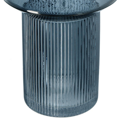Rae Set of 2 Glass Vases, Tall Round Cylinders, Smokey Blue, Clear Finish