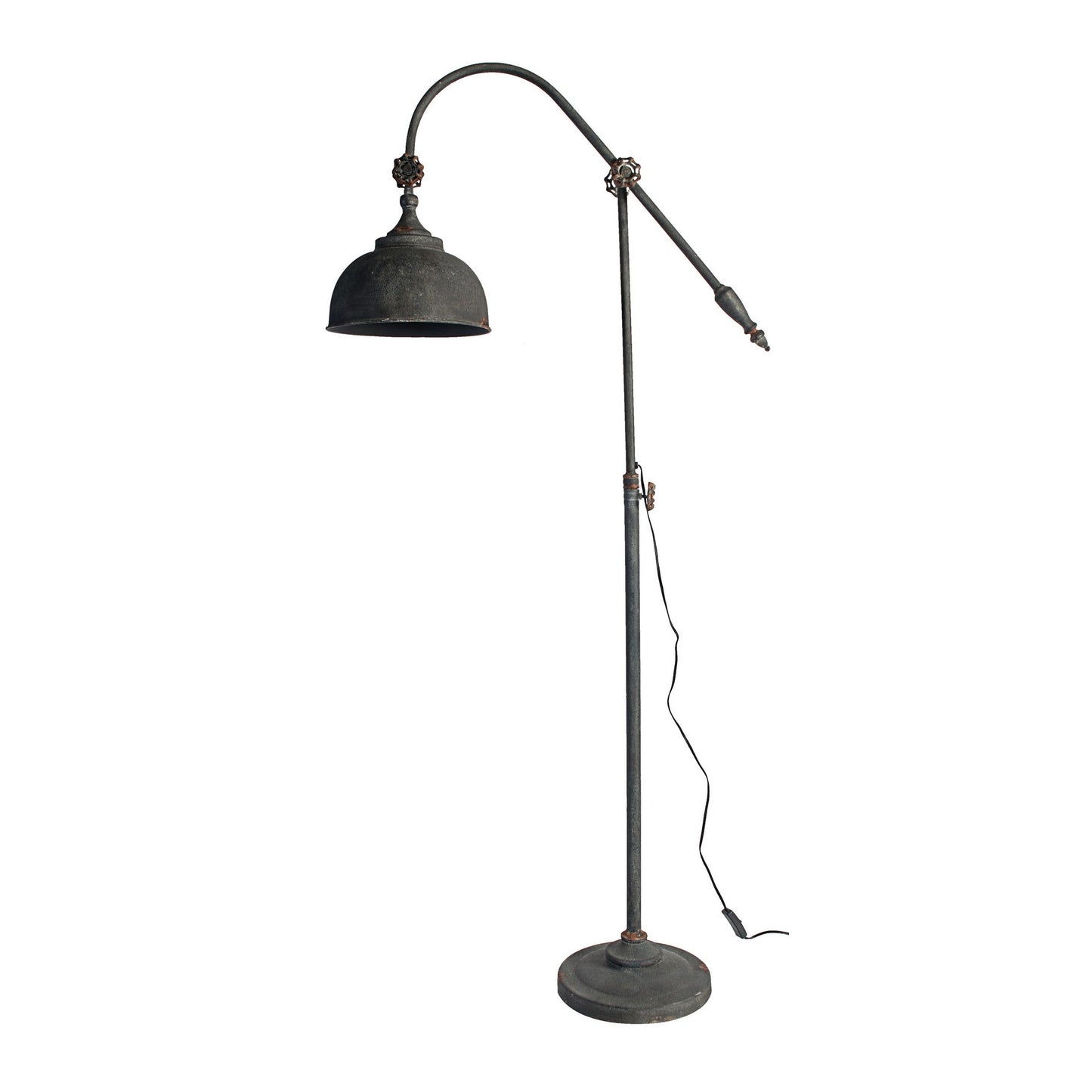 67 Inch Iron Floor Lamp, Adjustable Length Arm, Industrial Antique Black — Chic Home-Decor
