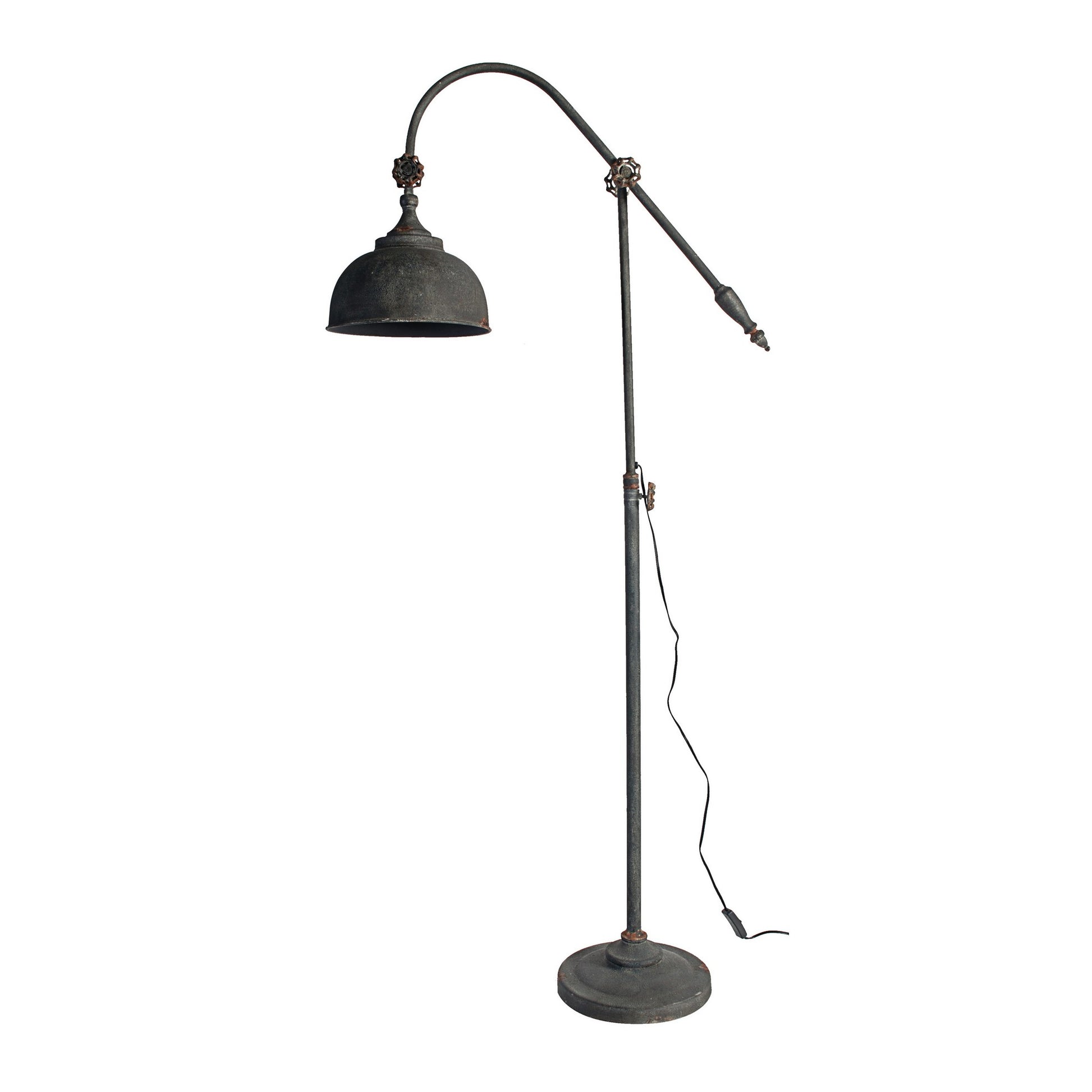 67 Inch Iron Floor Lamp, Adjustable Length Arm, Industrial Antique Black — Chic Home-Decor