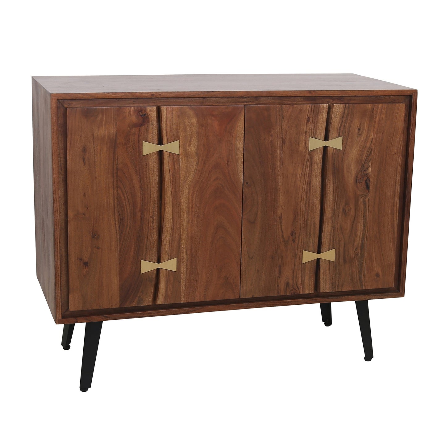 39 Inch Sideboard Cabinet Console Table, Double Doors, Gold Accents, Brown — Chic Home-Decor