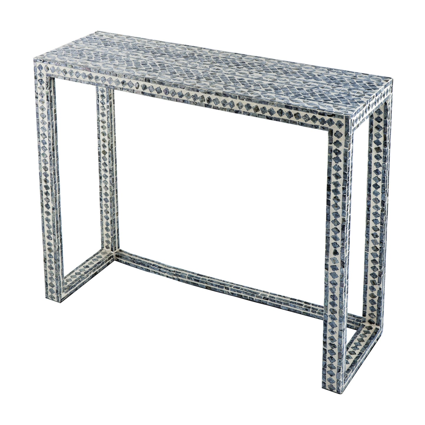 36 Inch Accent Console Table, Capiz Shell Inlay, Rectangular, Gray — Chic Home-Decor