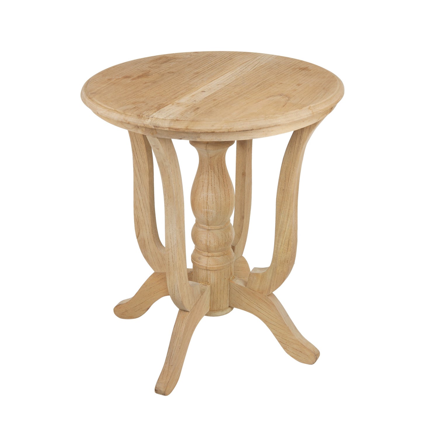 28 Inch Round Side Table, Turned Legs, Classical Style, Wood Grain, Brown — Chic Home-Decor
