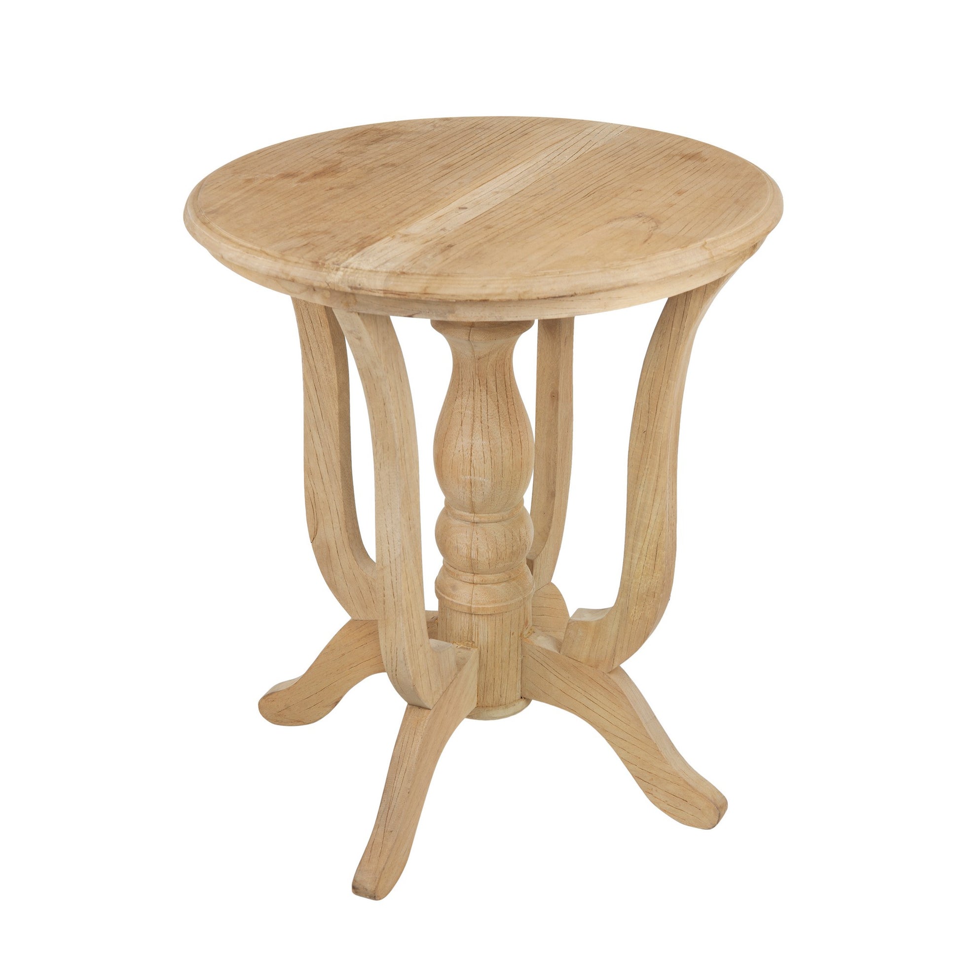 28 Inch Round Side Table, Turned Legs, Classical Style, Wood Grain, Brown — Chic Home-Decor