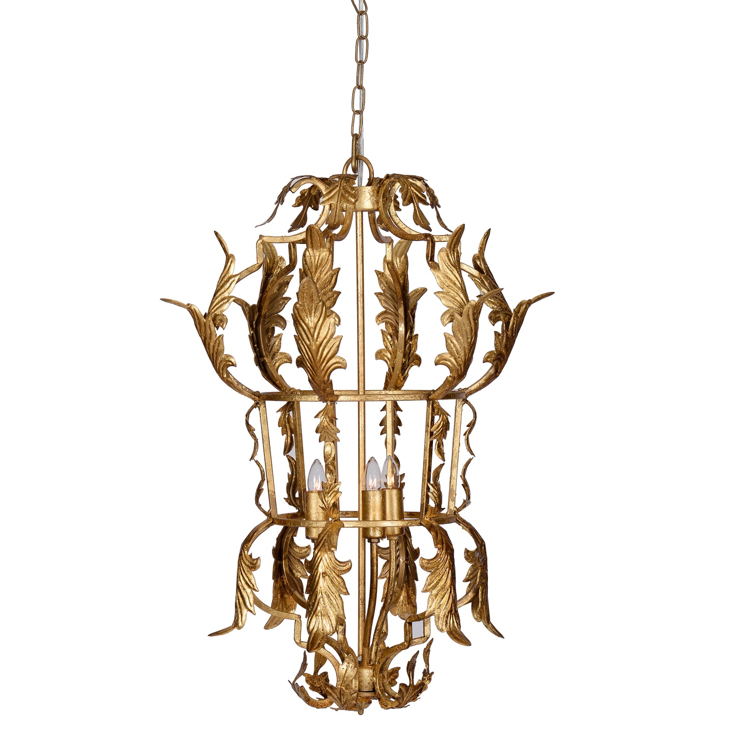 20 Inch Luxury Grade 3 Light Chandelier, Acanthus Leaf, Metal Gold Finish — Chic Home-Decor
